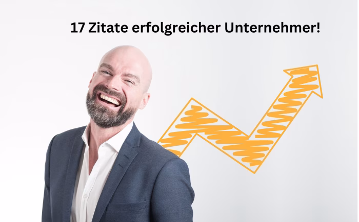 Mann mit Lacher und Erfolgskurve als erfolgreicher Unternehmer